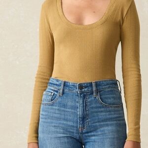 Faherty Pointelle Ribbed Scoop-Neck Long Sleeve Top